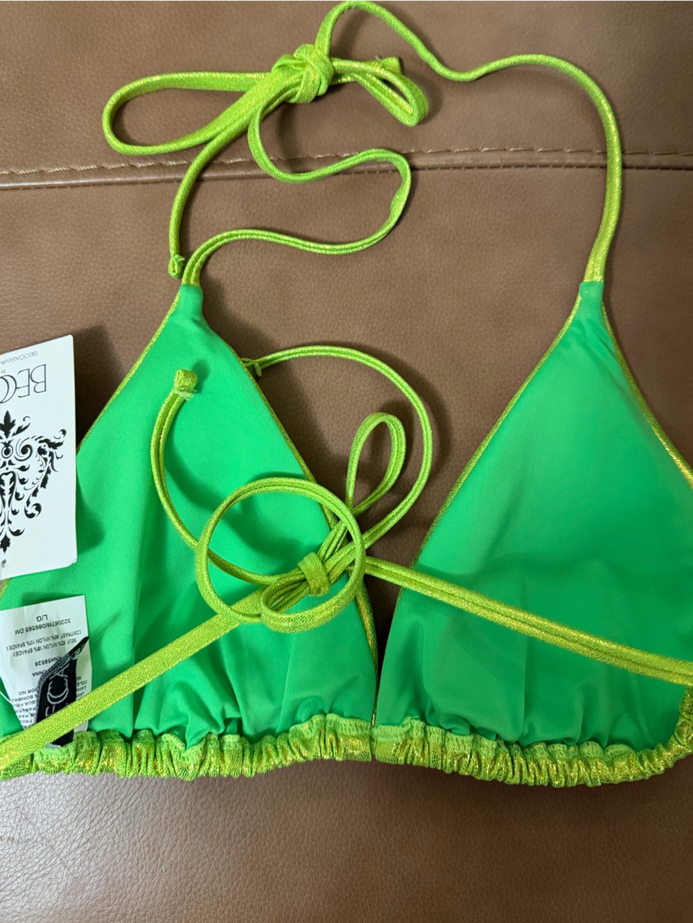 BECCA by Rebecca Virtue Liquid Metal Bikini Set in meadow neon lime green large - Picture 7 of 13